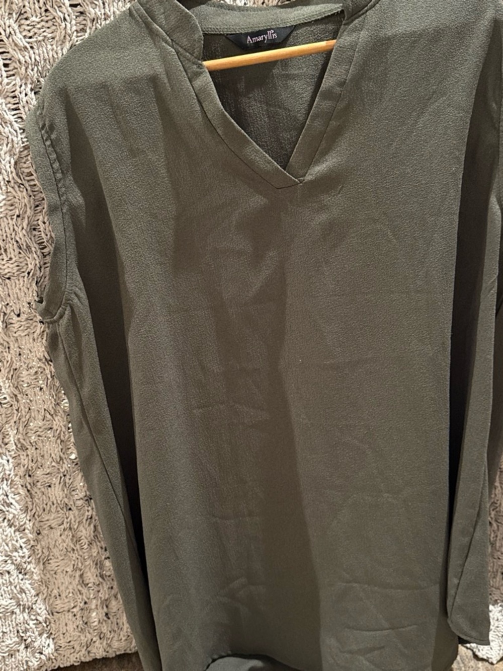 Amaryllis Men's Olive Green V-Neck Shirt